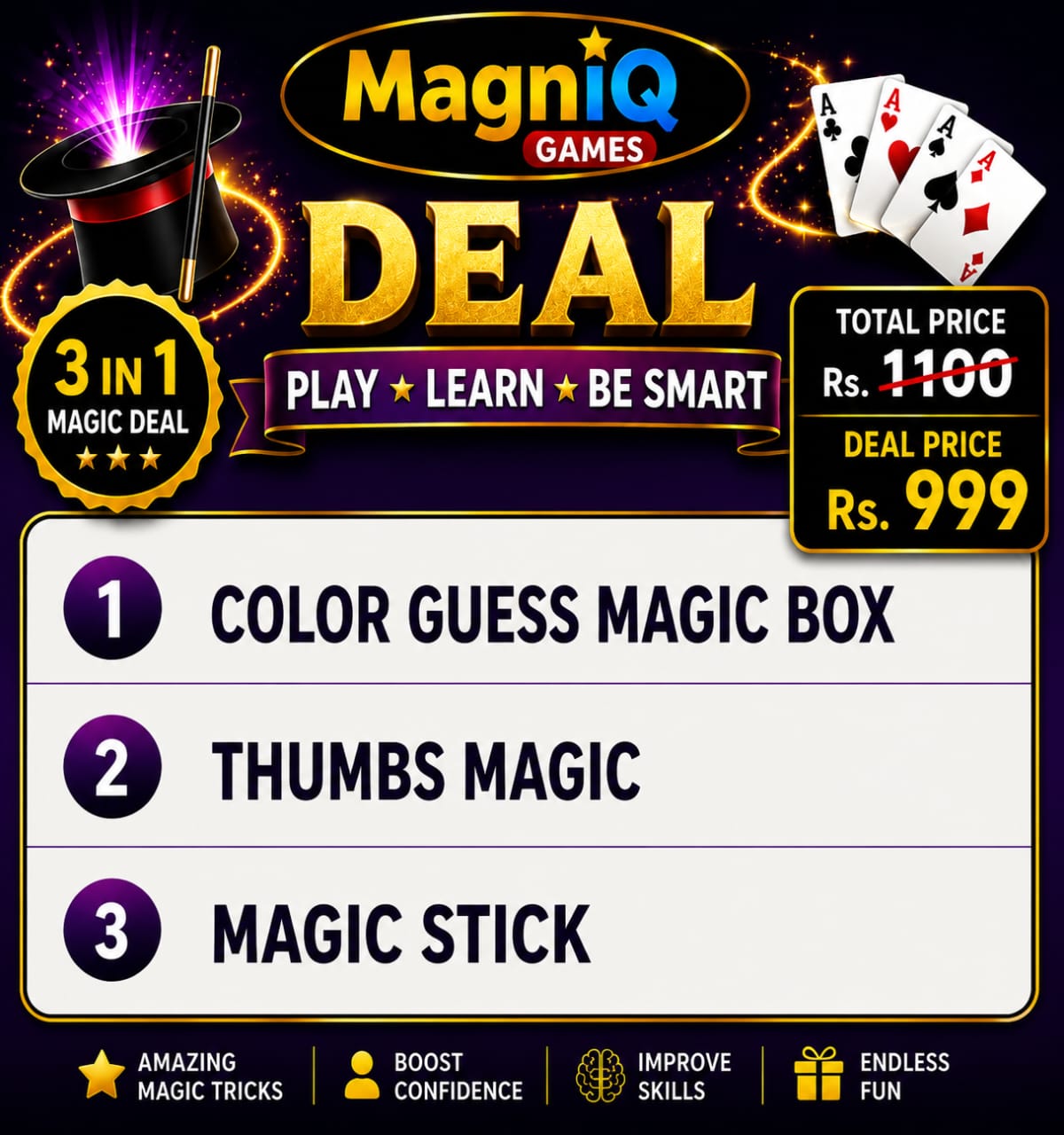 3 in 1 Magic Toy Set β Classic Magic Tricks Combo