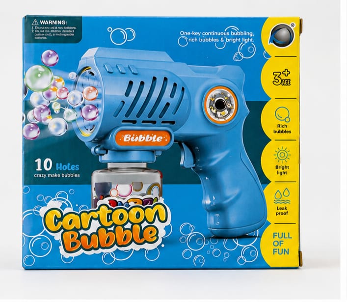 Kids Automatic Bubble Gun Toy | Cartoon Bubble Blaster With LED Lights