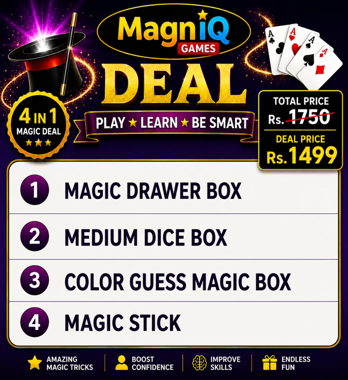 4 in 1 Magic Toy Set – Premium Magic Tricks Combo Pack