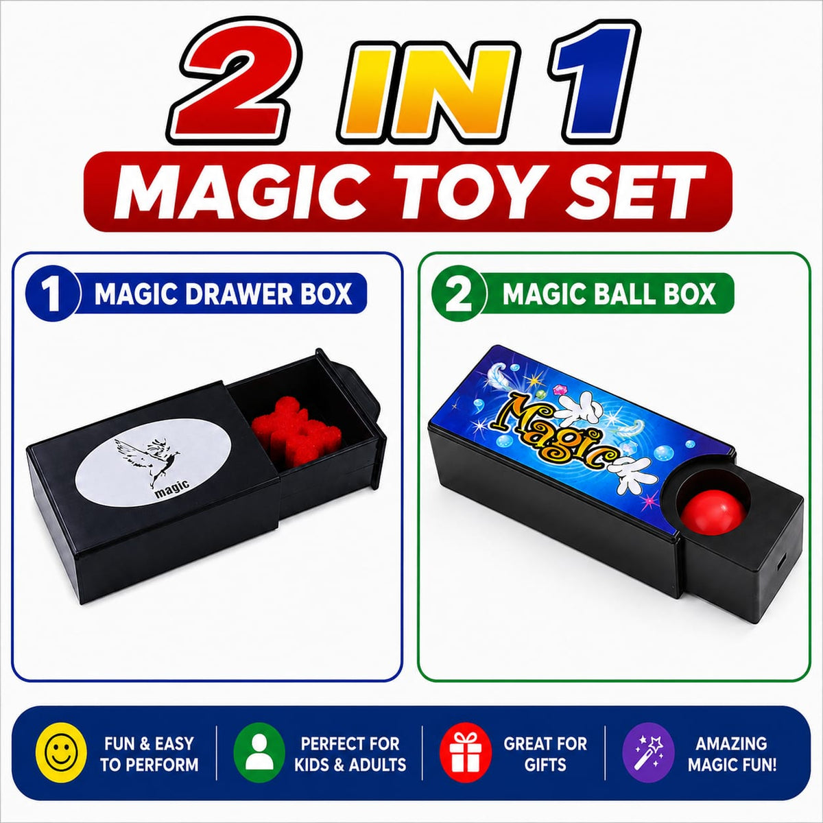 2-in-1 Magic Trick Box Set for Kids & Adults