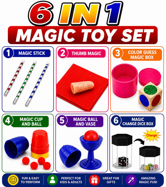 6 in 1 Magic Toy Set – Amazing Magic Tricks Combo for Kids & Adults