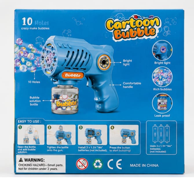 Kids Automatic Bubble Gun Toy | Cartoon Bubble Blaster With LED Lights
