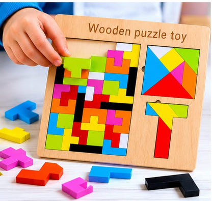 Wooden Tangram Puzzle Board Learning Toy For Kids