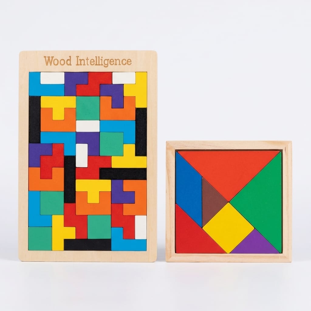 2-in-1 Wooden Tangram & Tetris Puzzle Bundle – Boost Mind Development & Creativity