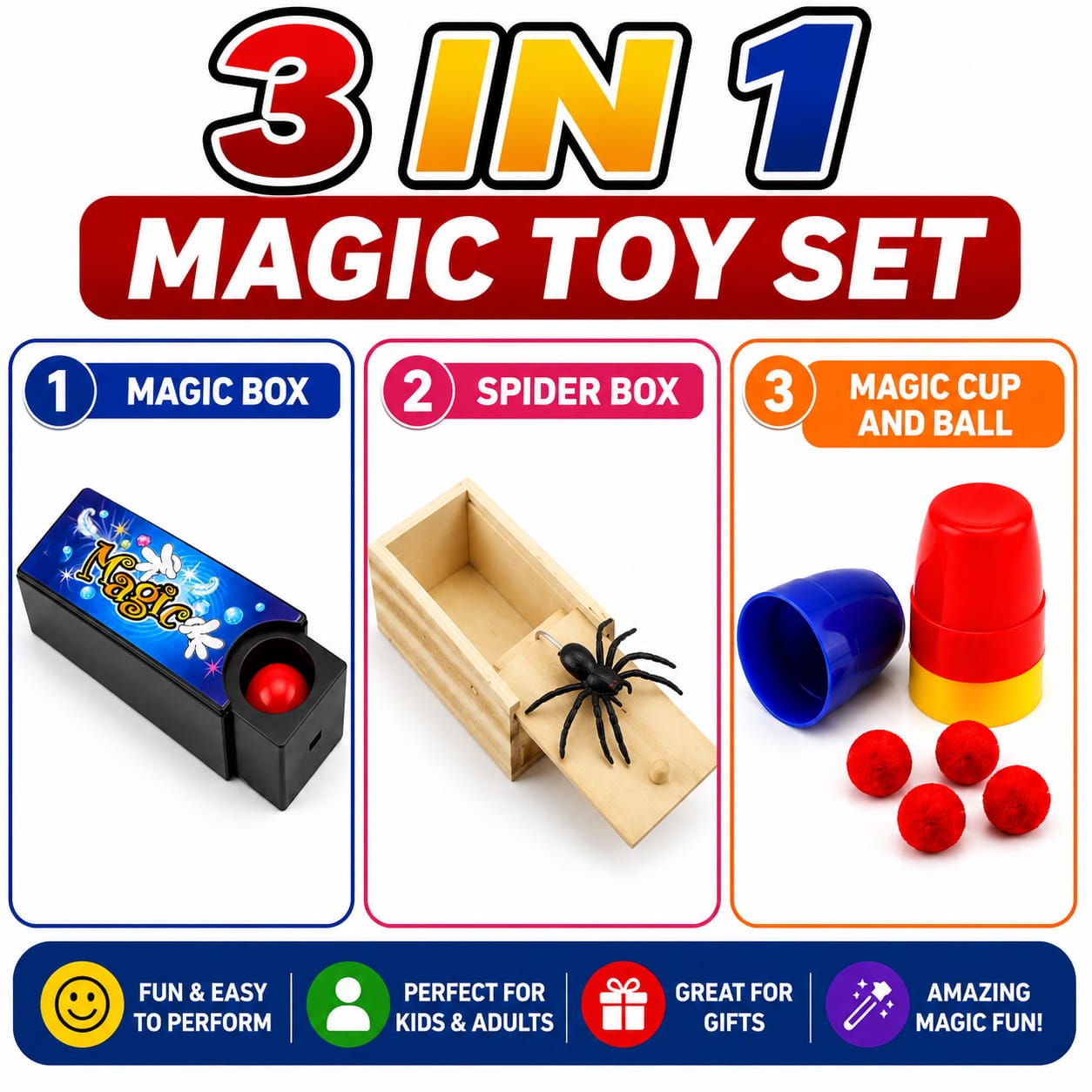 3 in 1 Magic Surprise Set – Mystery Tricks Collection